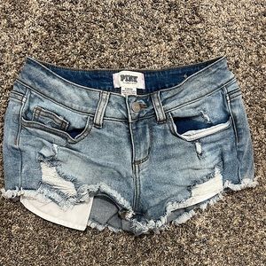 Pink Victoria secret light wash denim shorts size zero NWOT